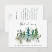 Woodland Watercolor Baby Shower サンキューカード (正面/裏面)