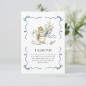 Woodland Watercolor Blue Ribbon Squirrel Baby  サンキューカード (スタンド正面)