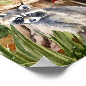 Woodland Welcome Baby Shower Deer Bunny Hedgehog ポスター (角)