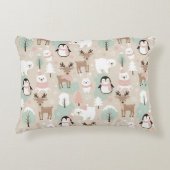Woodland Whimsical Forest Animals Winter アクセントクッション (正面)