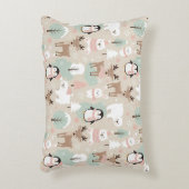 Woodland Whimsical Forest Animals Winter アクセントクッション (正面(垂直))