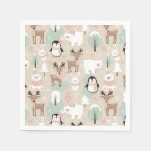 Woodland Whimsical Forest Animals Winter スタンダードカクテルナプキン (正面)