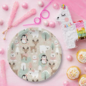 Woodland Whimsical Forest Animals Winter ペーパープレート (パーティー)