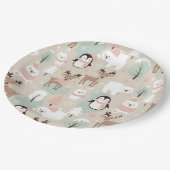 Woodland Whimsical Forest Animals Winter ペーパープレート (アングル)