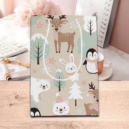 Woodland Whimsical Forest Animals Winter ミディアムペーパーバッグ