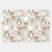 Woodland Whimsical Forest Animals Winter ラッピングペーパーシート (正面2)