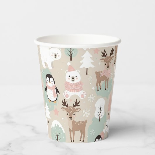 Woodland Whimsical Forest Animals Winter 紙コップ (裏面)