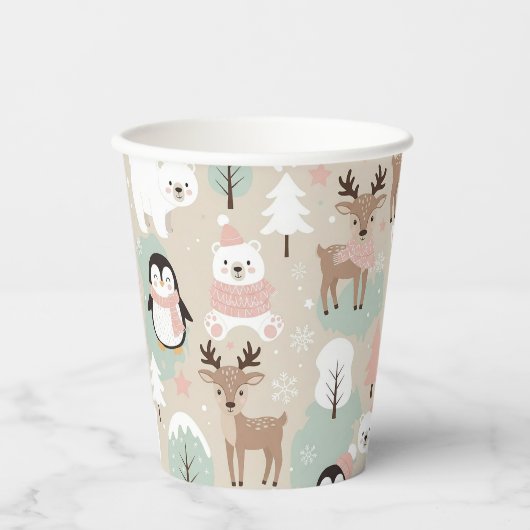 Woodland Whimsical Forest Animals Winter 紙コップ (正面)