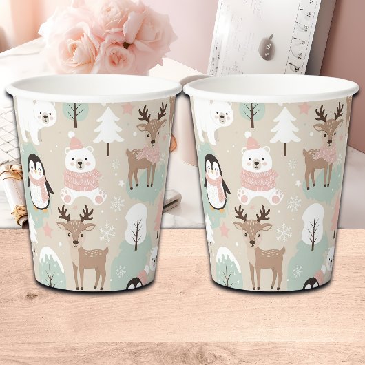 Woodland Whimsical Forest Animals Winter 紙コップ