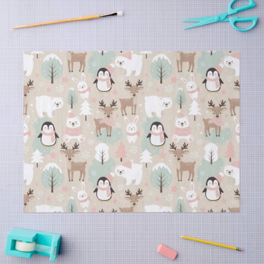 Woodland Whimsical Forest Animals Winter 薄葉紙 (クラフト)