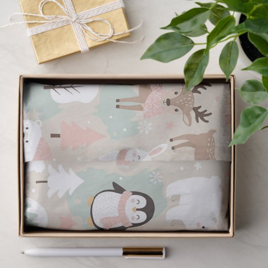 Woodland Whimsical Forest Animals Winter 薄葉紙 (ギフト)