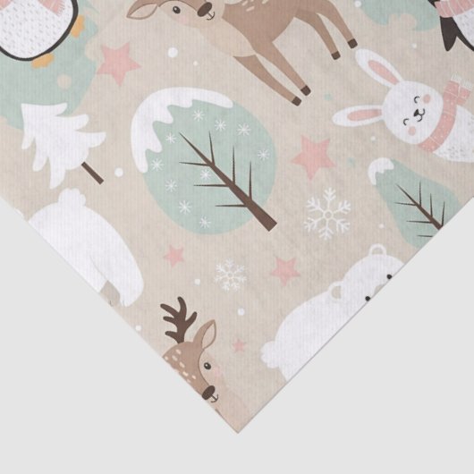 Woodland Whimsical Forest Animals Winter 薄葉紙 (詳細)