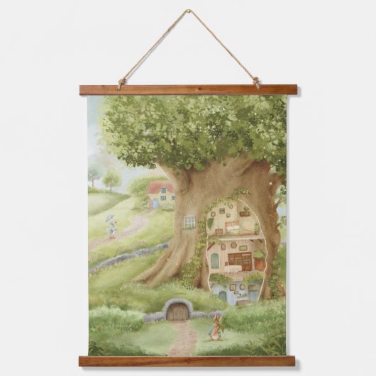 Woodland Whimsical Kids Room Nursery Decor 吊り下げ型タペストリー (正面)