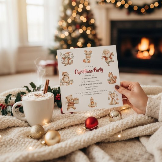 Woodland Whimsy Christmas Party Invitation 招待状