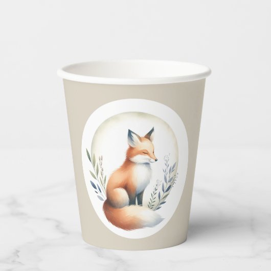 Woodland Whisper- Fox Illustration  紙コップ (正面)