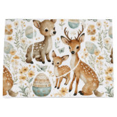 Woodland Wild Animals Deer Baby Fawn Spring Easter ラージペーパーバッグ (正面)