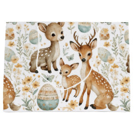 Woodland Wild Animals Deer Baby Fawn Spring Easter ラージペーパーバッグ