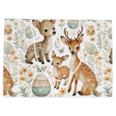 Woodland Wild Animals Deer Baby Fawn Spring Easter ラージペーパーバッグ (裏面)