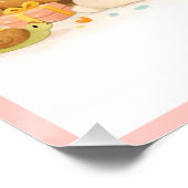 Woodland Wild Animals Forest Party Pastel Pink ポスター (コーナー)