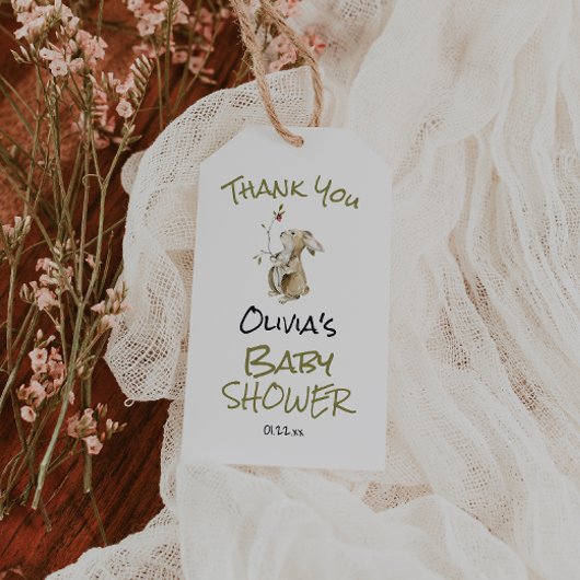 Woodland Wild Forest Bunny Animal Baby Shower ギフトタグ