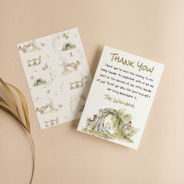 Woodland Wild Forest Deer Bunny Cute Baby Shower サンキューカード