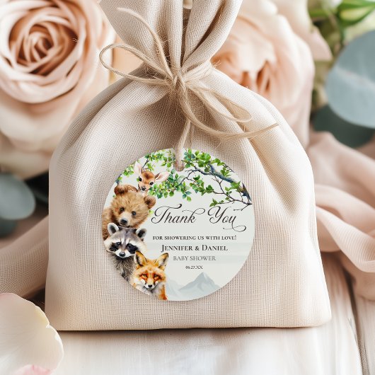Woodland Wildlife Baby Shower Thank You フェイバータグ