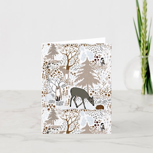 Woodland Wildlife Deer Fox Moose Greeting Or Blank サンキューカード