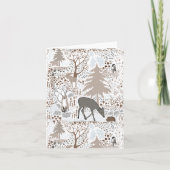 Woodland Wildlife Deer Fox Moose Greeting Or Blank サンキューカード (正面)
