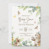 Woodland  winnie the pooh baby shower invitations  招待状 (正面)
