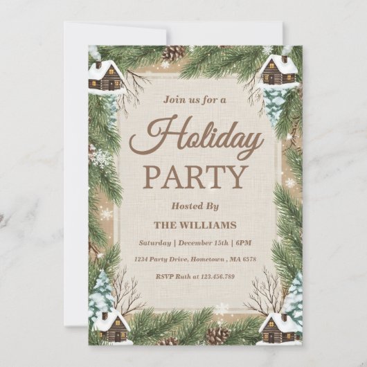 Woodland Winter Lodge Holiday Gathering 招待状 (正面)