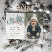 Woodland Winter Onederland 1st Birthday Photo 招待状