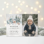 Woodland Winter Onederland 1st Birthday Photo 招待状