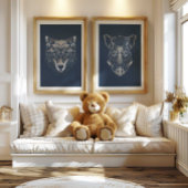 Woodland Wolf Nursery Wall Art Print Nursery Decor ポスター