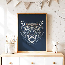 Woodland Wolf Nursery Wall Art Print Nursery Decor ポスター