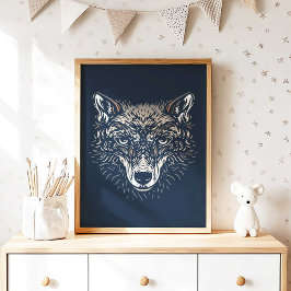 Woodland Wolf Nursery Wall Art Print Nursery Decor ポスター