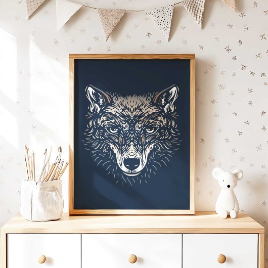 Woodland Wolf Nursery Wall Art Print Nursery Decor ポスター