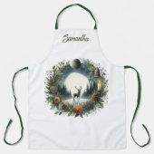 Woodland Wreath with Deer Moon エプロン (正面)