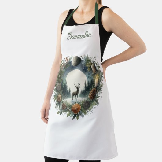 Woodland Wreath with Deer Moon エプロン (インサイチュ)