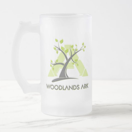 WoodlandsARKすりガラスのマグカップ付き/ロゴ フロストグラスビールジョッキ (左)