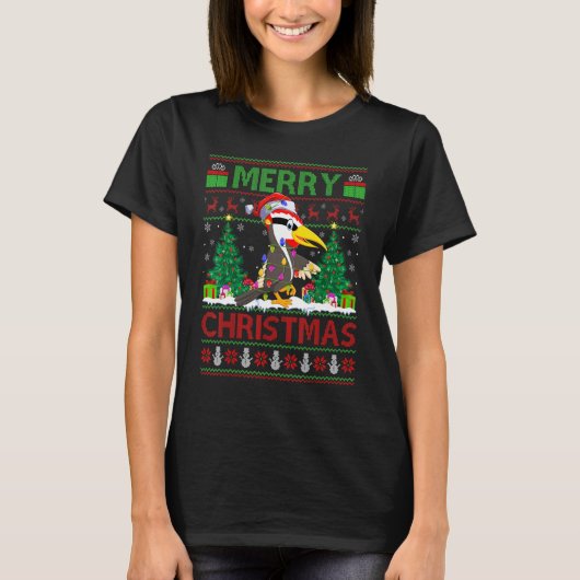 Woodpecker Bird Xmas Tree Ugly Woodpecker Christ Tシャツ (正面)