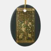 Woodpecker by William Morris、ヴィンテージ・テキスタイル・アート セラミックオーナメント (正面)