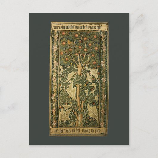 Woodpecker by William Morris、ヴィンテージ・テキスタイル・アート ポストカード (正面)