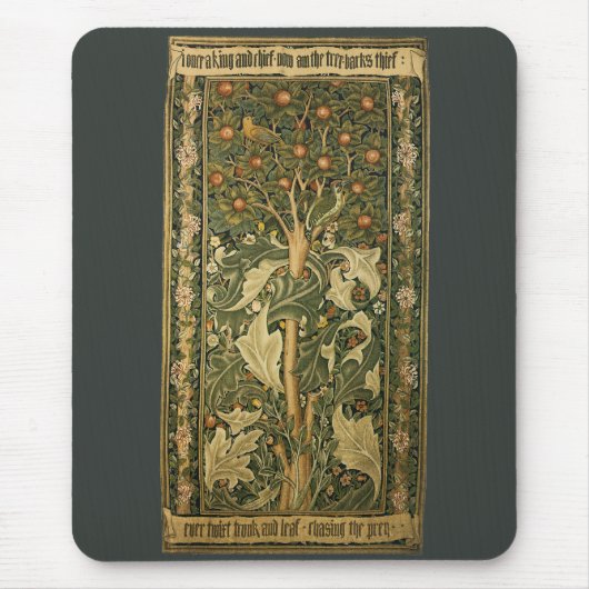 Woodpecker by William Morris、ヴィンテージ・テキスタイル・アート マウスパッド (正面)