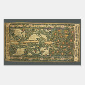 Woodpecker by William Morris、ヴィンテージ・テキスタイル・アート 長方形シール (正面)