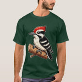 Woodpecker Cute Bird Illustration Nature Lover fun Tシャツ (正面)