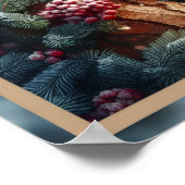 Woodpecker sits on a tree trunk ポスター (角)