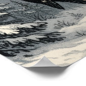 Woodpecker sits on a tree trunk ポスター (角)