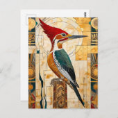 Woodpecker Totem – Art Deco Rhythm ポストカード (正面/裏面)