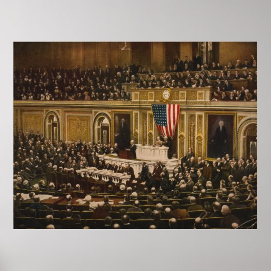 Woodrow Wilson asking Congress to Declare War ポスター (正面)