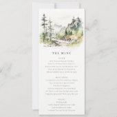 Woods Mountain Landscape Sketch結婚のメニューカード 招待状 (正面)